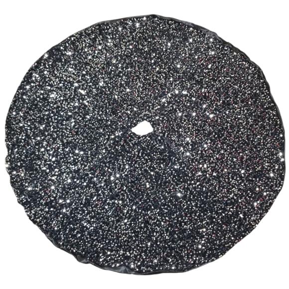 Black Sequin Tree Skirt Christmas Halloween 44"-46" Sparkle Velvet Satin Backing - Picture 8 of 8